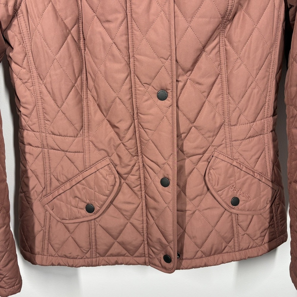 Barbour Womens Millfire Quilted‎ Jacket Size 6 Pink Tartan Zip Up Hooded Winter - Picture 7 of 14